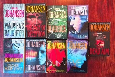 Lot of 9 IRIS JOHANSEN Paperback Books, Suspense Thriller Mystery Crime Novels Foto 1 de 3