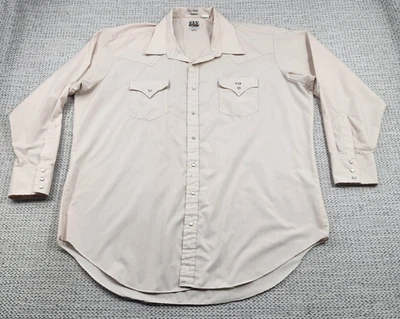 Camisa ELY Cattleman Para Hombres Alta 18x36 Beige Vaquero Occidental Perla A Presión Manga Larga Foto 1 de 4