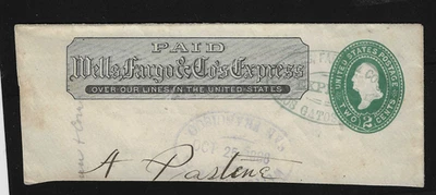 WELLS FARGO & CO LOS GATOS to SF 2 Cent Washington Postal Corner 1888 US  C53 - Image 1 of 3