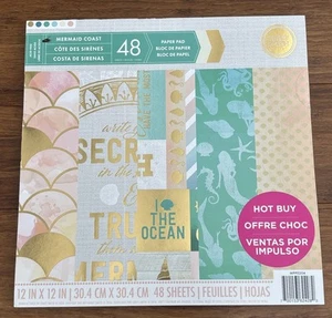Mermaid Coast by Craft Smith Scrapbook 12"x12" Paper Pad 48 Sheets SeaShells New - Picture 1 of 6
