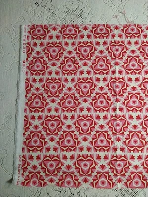 Heather Bailey Fabric True Kisses Pursuit Red BTFQ 18 x 22 Figo Fabrics Cotton - Image 1 of 2