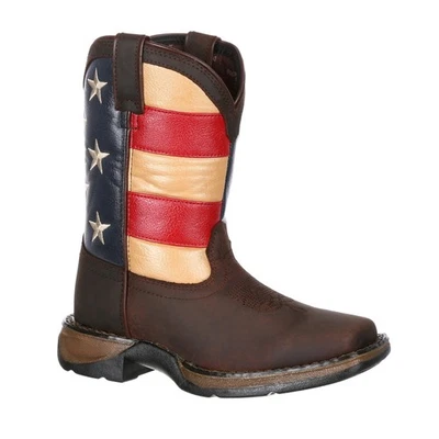Botas de Vaquero Durango Niños Unisex Lil Rebel Western Marrón/Bandera de Unión Cuero Foto 1 de 4