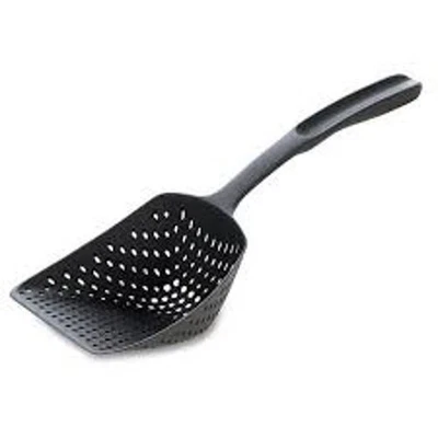 NEW PAMPERED CHEF Scoop 'N Drain #1622 Slotted Spoon Plastic Black Colander - Image 1 of 4