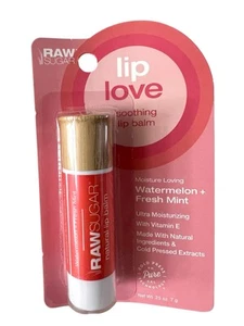 Bálsamo calmante Raw Sugar Lip Love sandía y menta fresca 0,25 oz vitamina E - Imagen 1 de 2