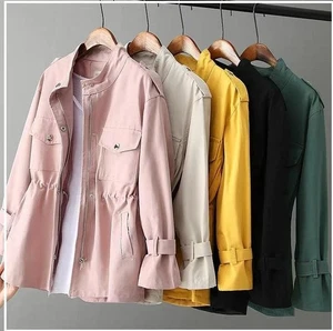 New Spring/Fall Women Utility Trench coat Slim Solid Jacket Mid Length Outerwear - Bild 1 von 27