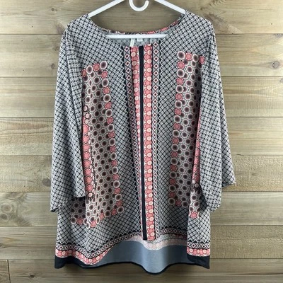 Blusa para mujer Cato manga 3/4 floral geométrica boho túnica de carrera 18 20 Foto 1 de 4