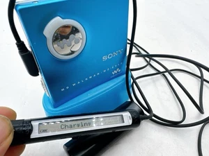 Sony MZ-E510 Blue MD Walkman MiniDisc Player Charging Dock Remote Adapter Tested - Picture 1 of 24