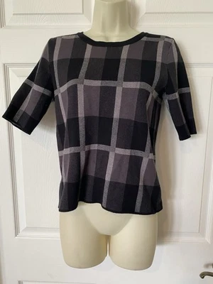 Saks Fifth Avenue черный серый в полоску коротким рукавом вязаный свитер классический размер S/P - Изображение 1 из 4