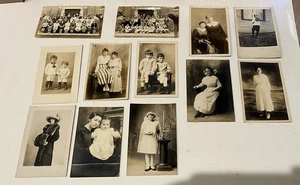 12 ANTIQUE REAL PHOTO RPPC POSTCARDS LADIES, CHILDREN, GROUPS, 1800's - Picture 1 of 6