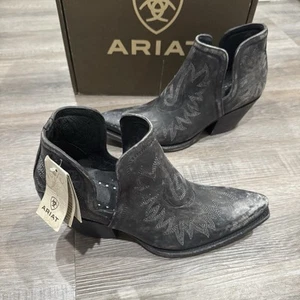 Ariat Dixon Naturally Distressed Black Leather Heeled Cowboy Boots Size 11 - Bild 1 von 11