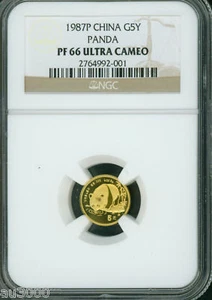 1987-P PROOF GOLD Chinese PANDA 1/20 Oz. NGC PF66 PR66 CHINA 5Y 5-Yuan Yn - Picture 1 of 4