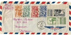 TOGO 1953 AIR MAIL LOME RP TO TAMAMARINE MADAGASCAR FRANKE ATTRACTIVE 6 COLOR FR - Picture 1 of 1