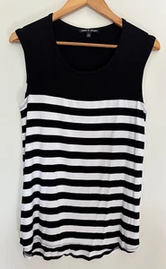Cable & Gauge Black and White stripped womens top, sleeveless, size L - Picture 1 of 6