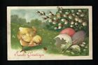 Easter Greetings, Lady Bug And Baby Chick Pussy Willows Used Ca 1910