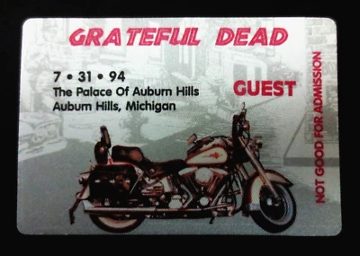 Grateful Dead Backstage Pass Harley Davidson HD Michigan MI 7/31/94 7/31/1994 - Image 1 of 4