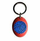Blue Leopard Print - Plastic Oval Key Ring Colour Choice New
