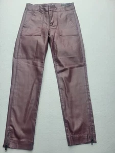 Kut from the Kloth Women Pants 4 Burgundy Mid Rise Chino Reese Faux Leather - Picture 1 of 17