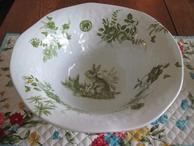 Michel Design Works BUNNY TOILE Large Melamine 14" Serving Bowl NEW - Image 1 of 4