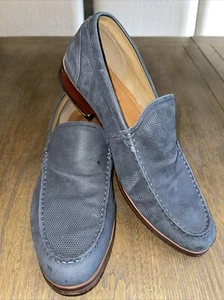 Aldo Shoes Mens Slip-On Driving Shoes Mocs 9.5 Blue Sueded Padded Insole1" Heel - Picture 1 of 21