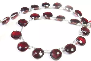 Natural Red Mozambique Garnet Faceted Coin African Gems Beads 9Inch 8.5m LC-1729 - Picture 1 of 9