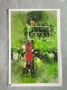 Michael Jordan Bulls 4x6 Sketch Photo John Rudolph Signed V8