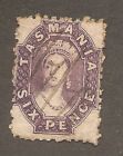 1865 Tasmania Six Pence 6D. Slate-Violet Purple. Wmk Numeral 6. P12 Rough. Sg75