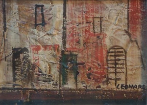 MANUEL LEONARDI  OLIO SU TELA CON CORNICE- PAESAGGIO CON CASE - Picture 1 of 3