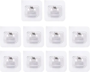 10 Stück Nagelfreie Halterung Selbstklebend Halter Haken Verstellbar Gardinenstange Clips - Bild 1 von 8