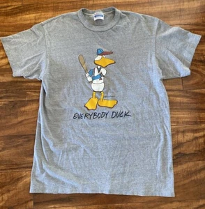Vintage Hanes T-shirt Everybody Duck by John Baron Large Single Stitch - Picture 1 of 6