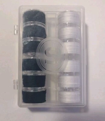 Bobinas de plástico Singer 42145 en estuche blanco y negro roscadas 12 piezas  Foto 1 de 2