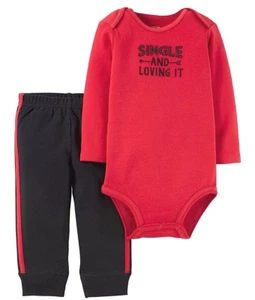 Carters Baby Junge Valentinstag Single & Loving It 2-teiliges Body Hose Set 3M Outfit - Bild 1 von 1