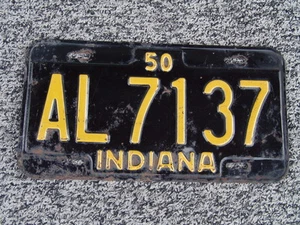 ANTIQUE 1950 INDIANA LICENSE TAG/PLATE - #AL-7137 - Picture 1 of 2