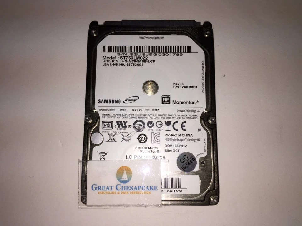 Samsung ST750LM022 Spinpoint M8 750GB SATA 5400RPM 2.5" HN-M750MBB HDD TESTED! - Image 1 of 1