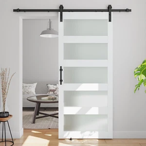 36In X 84In 5-Panel Sliding Glass Barn Door with 6.6Ft Hardware Kit Included - Picture 1 of 12