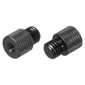 2PCS Mic Stand Adapter 1/4 Inch Female x M12 Male Camera Screw Thread Black - Picture 1 of 6