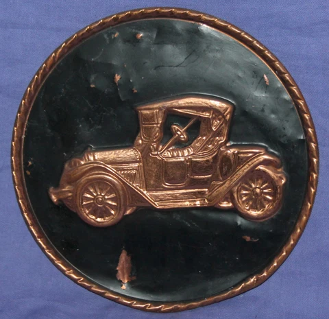 Vintage hand made copper wall decor plaque retro car Cover
