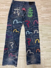 Denim Jeans EVISU JEANS Many Pockets Blue DENIM EVISU PARIS Size W:31 Inseam:31