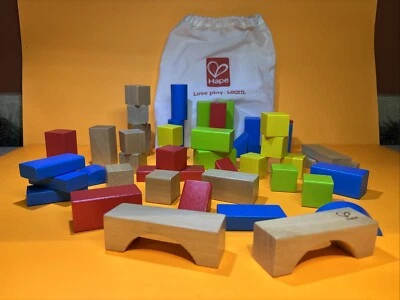 48 pcs Educational Hape Building Blocks With Carry Bag GREAT CONDITION! - Image 1 of 4