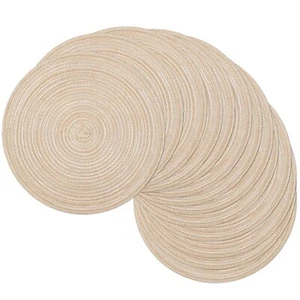 15 inch Beige Round Placemats Set of 12 for Dining Table Woven Braided Circle... - Picture 1 of 9