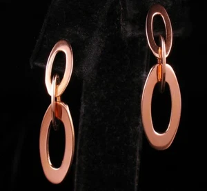 ROBERTO COIN RUBY SIGNED PETITE CHIC & SHINE 18K ROSE GOLD DANGLE DROP EARRINGS - Picture 1 of 6