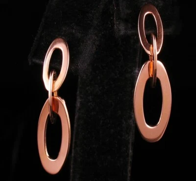ROBERTO COIN RUBY SIGNED PETITE CHIC & SHINE 18K ROSE GOLD DANGLE DROP EARRINGS - Image 1 of 4