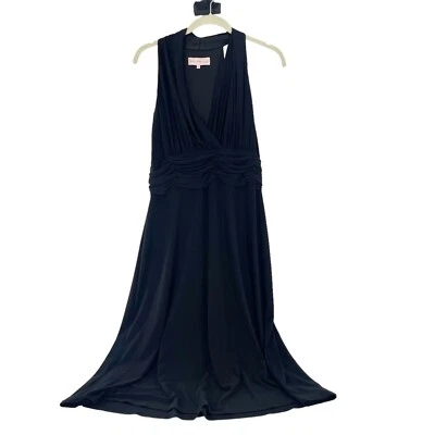 Vestido maxi feminino Bandolino preto sem mangas cintura franzida tamanho 14 babydoll Y2K a - Imagem 1 de 4