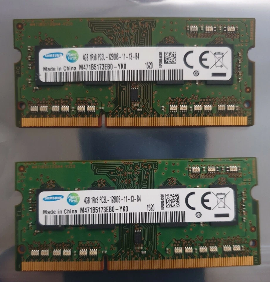 Samsung 8GB 2X4GB DDR3 1RX8 1600MHz PC3L-12800S 204pin SODIMM Laptop Memory RAM  - Image 1 of 1