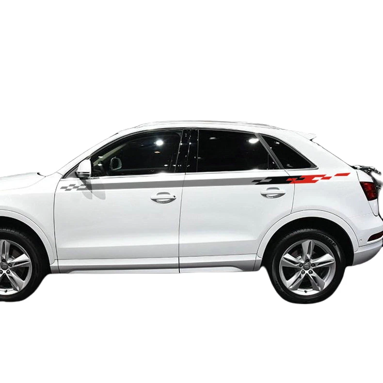 Pegatina gráfica personalizada de coche a rayas de carreras para Audi Q3 Q5 línea de cintura calcomanía vinilo Foto 1 de 4