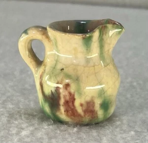 Vintage 1.5" Studio Miniature Drip Glaze Pottery Pitcher 1:6 Scale Christmas - Picture 1 of 12