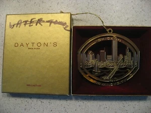 Vintage Chicago The Windy City 24K Gold over Brass Christmas Ornament 3"W x 3"T - Picture 1 of 3