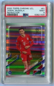 Tarjeta de novato Jamal Musiala RC refractor 2020 Topps cromada UCL PSA 9 #81 FC Bayern - Imagen 1 de 3