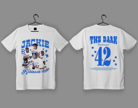Jackie Robinson Shirt, Vintage Jackie Robinson 90s 2 Sided T-Shirt All Size Cover
