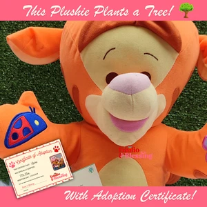 Pre-Loved TIGGER DISNEY Large Plush Toy Winnie the Pooh Certificate Plant a Tree - Picture 1 of 8