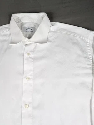 Brioni Nieman Marcus Shirt Mens L 17.5 White French Cuff Dress Made In Italy  - Image 1 of 4